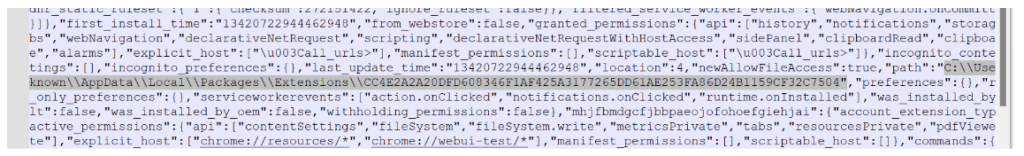 Fig 27B :Extension path is added to chrome secure preferences file